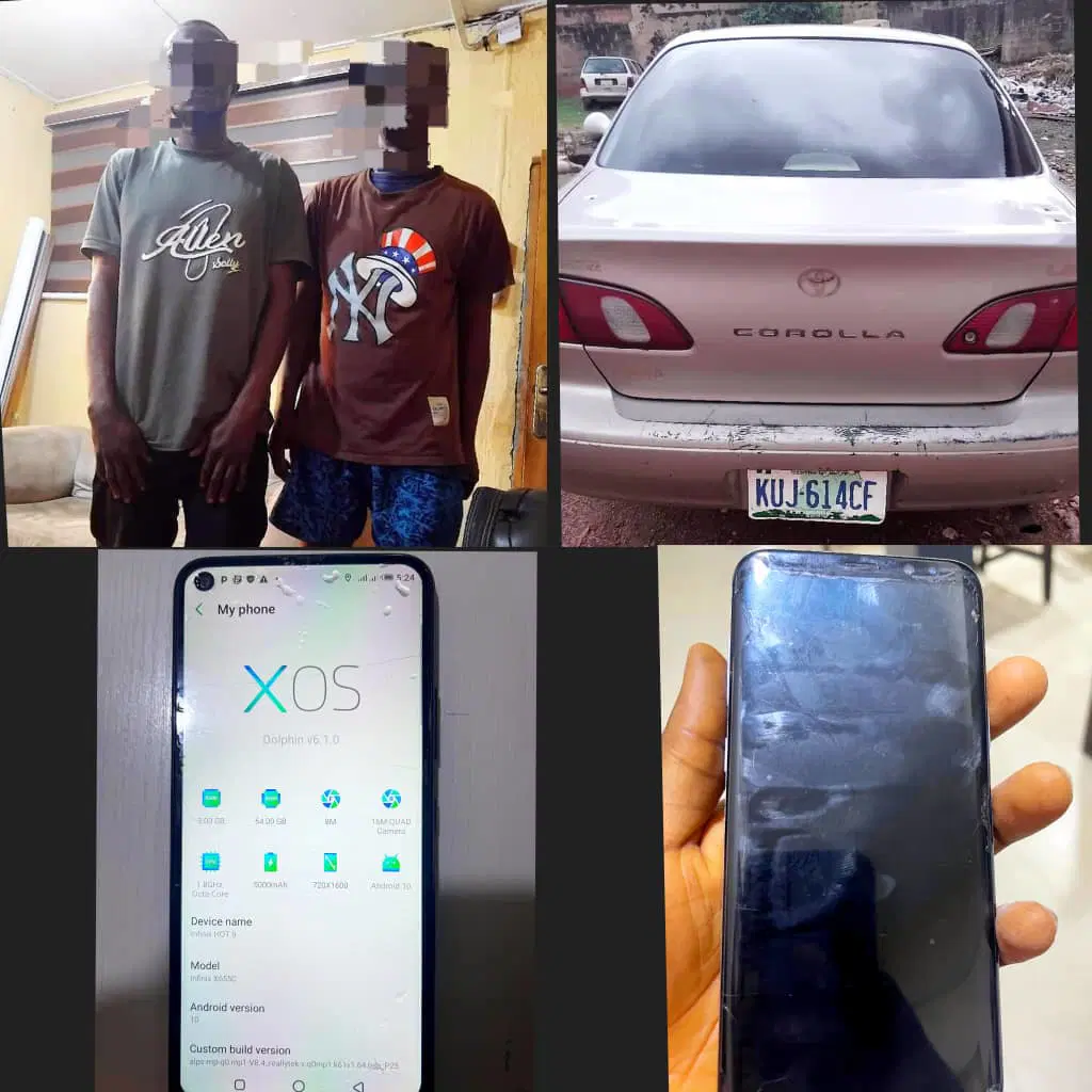 Two Arrested for Car-Breaking and Stealing Smartphones in Enugu